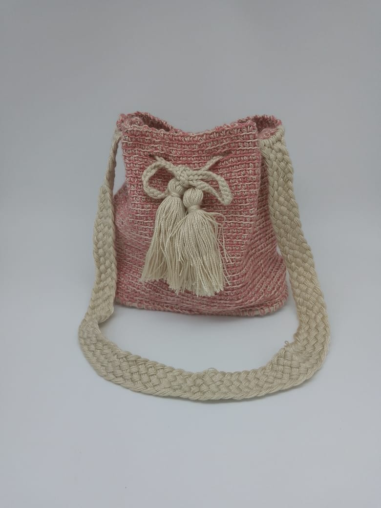 Bolso Wayuu Beige y Guayaba REF 35
