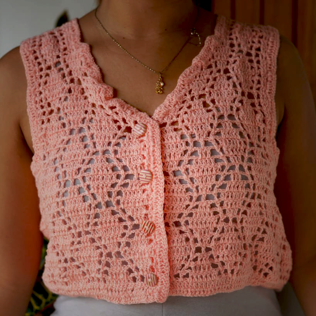 Chaleco Rosado de Crochet REF 7