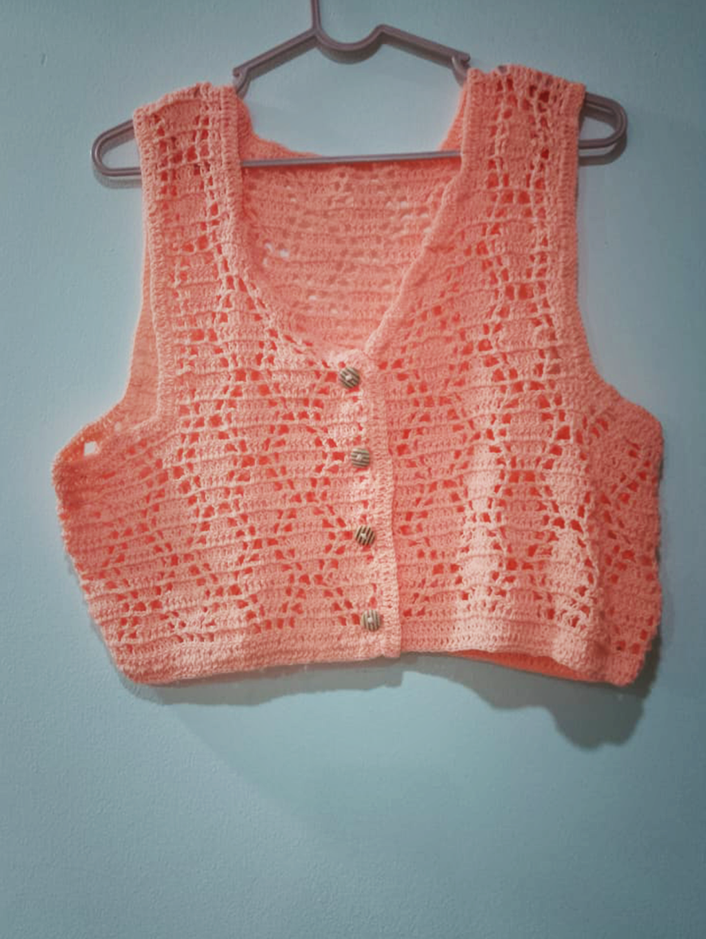 Chaleco Rosado de Crochet REF 7