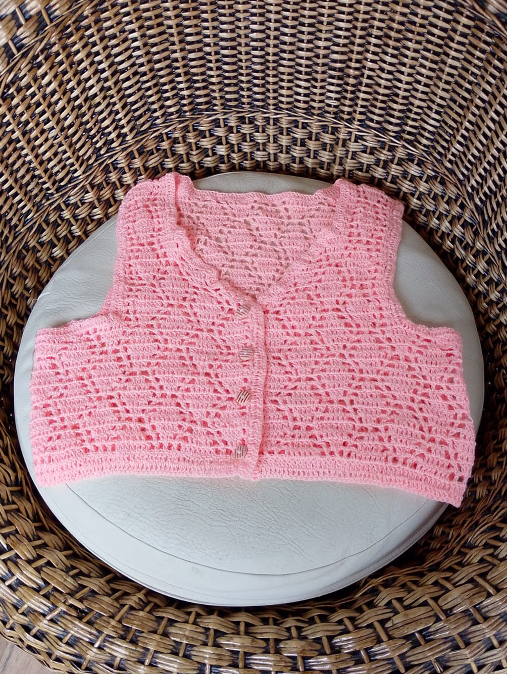 Chaleco Rosado de Crochet REF 7